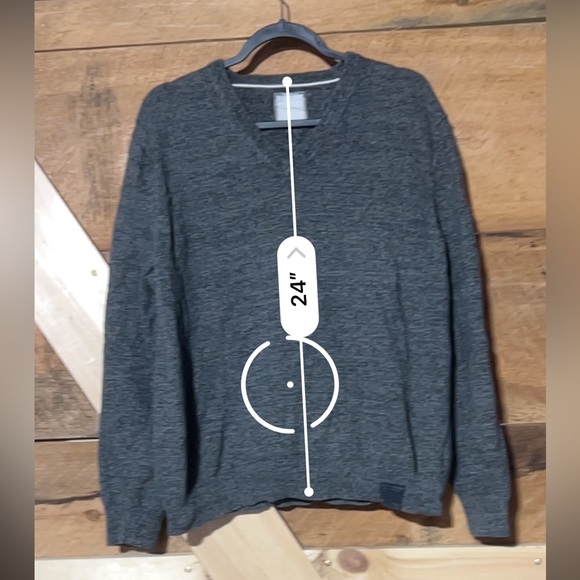 Vintage Men’s Small Express Gray Long sleeve V neck sweater - Picture 7 of 9